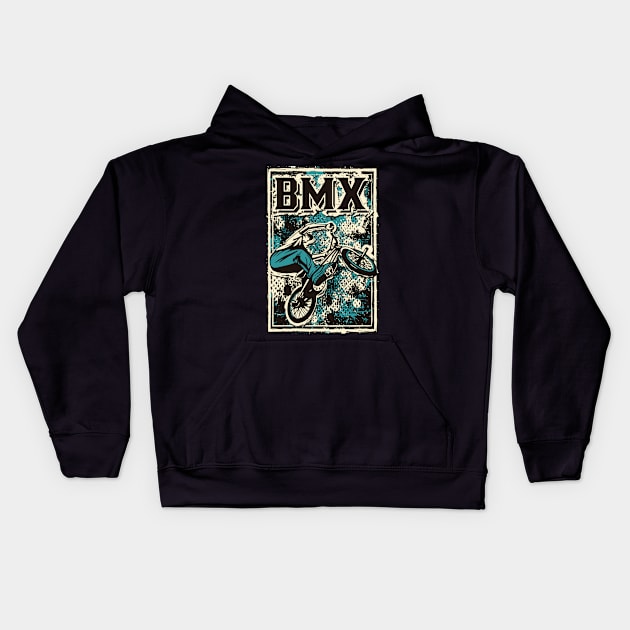 Retro Bmx Apparel - Grunge Bmx Bike - Bmx Freestyle Kids Hoodie by BabyYodaSticker